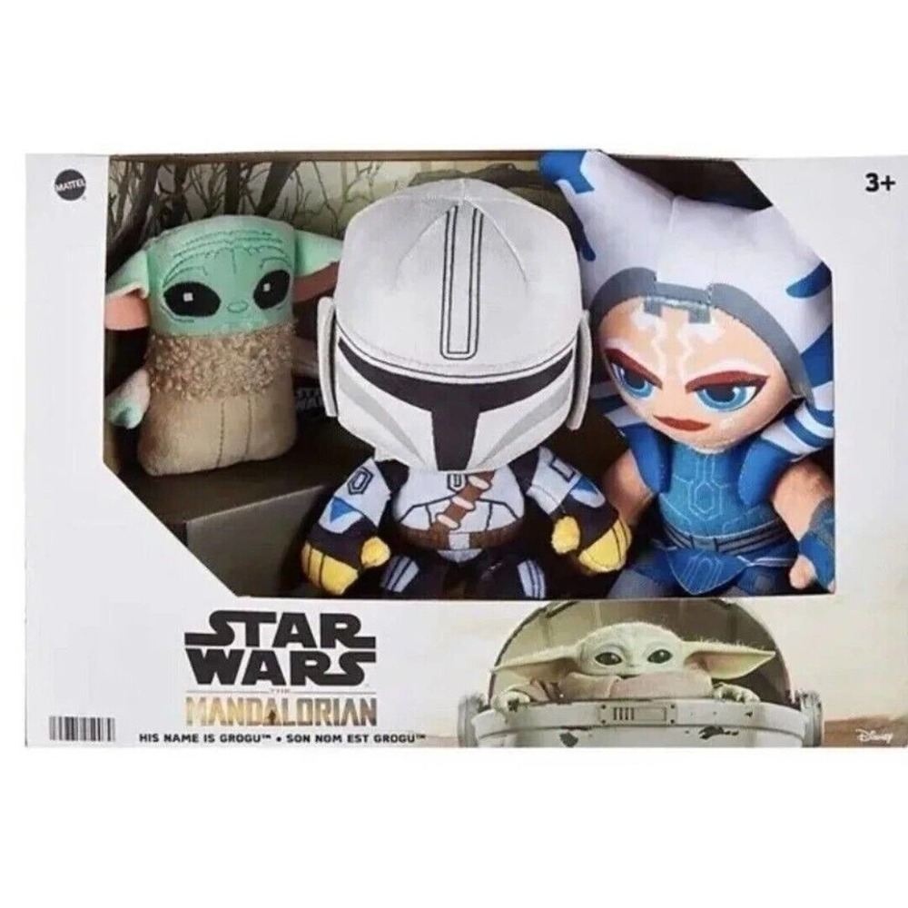 Star Wars Mandalorian 3pc Plush Set His Name is Grogu Mandalorian & Ahsoka Tano